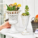 Sungmor Heavy Duty Cast Iron Urn Planter, Beautiful Hollow Trophy Design Tall Orchid Flower Pot, Large Decorative Plastic Flowers Plants Bouquets Vase, Rustic French Country Pot for Home or Garden by CozyNest Decor