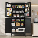 75" H Metal Storage Cabinet, Pantry with 6 Door Shelves and 4 Adjustable Shelves, Leveling Foot for Kitchen, Living Room and Dinning Room, Black by CozyNest Decor