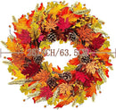 Fall Wreaths for Front Door, 24" Autumn Wreath with Berry Wood Maple Leaves and Pine Cones, Orange Thanksgiving Wreath for Outside Indoor Wall Window Home Festival Decor by CozyNest Decor