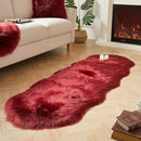 AMTOVO Faux Sheepskin Rug, Burgundy Ultra Soft Fluffy Shag Area Rug, 2 x 6 ft Faux Fur Rug for Bedroom Sofa Throw Cushion Room Decor, Sheepskin by CozyNest Decor