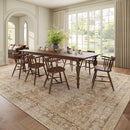 Washable 9x12 Area Rugs for Living Room, Boho Non-Slip Silicone Backing Rugs for Bedroom Dining Room Nursery Office, 0.3" Neutral Oriental Throw Carpet with 0.16" Cushioning Pad, Brown/Multi by TinyTreasures Baby Boutique