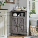 Corner Bathroom Cabinet, Farmhouse Small Corner Cabinet with Barn Door & Adjustable Shelf, Storage Cabinets for Bathroom, Kitchen, Living Room, Grey Wash by CozyNest Decor
