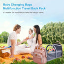 Jeryswet Baby Diaper Bags with Changing Station, Waterproof Large Capacity Diaper Bag Backpack for Moms Dads with USB Charging Port and Stroller Straps, Baby Shower Gifts, Pink-Grey by TinyTreasures Baby Boutique