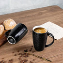 AmorArc Large Coffee Mugs Set of 6, 20oz Ceramic Tall Coffee Mugs Set with Textured Geometric Patterns for Latte/Tea/Beer/Hot Cocoa, Dishwasher & Microwave Safe, Black by CozyNest Decor