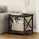ChooChoo End Table, 24 Inch End Table with 2-Tier Storage Shelf, Side Table for Living Room, Wood Nightstand for Bedroom, Office, Painted Surface, Black by CozyNest Decor