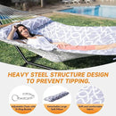2 Person Outdoor Hammock with Stand, Cotton Rope Hammock with Polyester Pad, Adjustable Steel Frame, Portable with Carrying Bag – for Patio, Backyard, Garden, Beach, Cloud-Gray by GreenHaven Gardens