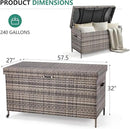 HOMREST Large Deck Box, Outdoor Wicker Storage Container with 240 Gallon, Patio Rattan Furniture for Garden Tools, Pillows, Pool, Brown by CozyNest Decor