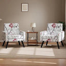 Kromax Mid-Century Modern Accent Chair Set of 2 for Living Room, 496 Lb. Weight Capacity, Dual Armrests, Comfy Extra Large Seat, Timeless Style Perfect for Reading & Relaxing, Red Floral by CozyNest Decor