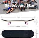 Skateboard,31 x 8 Inch Complete Skateboard, 8-Layer Maple Wood Deck Double Kick Standard Skateboards for Kids, Teens, Adult, Beginner by TinyTreasures Baby Boutique
