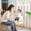 Baby High Chair, 6 in 1 Wooden Convertible High Chairs for Babies and Toddlers, Booster Seat with Double Tray & Reversible Footrest Baby Highchair, 5-Point Harness Baby Feeding Chair, Beige by TinyTreasures Baby Boutique