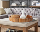 Extra Large Round Serving Tray, 20INCH, Heavy Duty Acacia Wood Trays for Big Ottoman Coffee Table Counter Giant Decorative Organizer Tray, Huge Kitchen Serveware Cheese Board Charcuterie Tray by CozyNest Decor