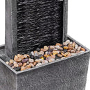 Teamson Home 38.5" Faux Slate Contemporary Outdoor LED Waterfall Fountain with Pebble Base, Gray/Black