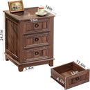 18" Farmhouse Night Stands Set of 2 with Charging Station, 2 & 3 Drawers End Table Dresser for Bedroom, Brown Wooden Nightstand, Bed Side Table with Open Shelf, Bedside Cabinet for Living Room by CozyNest Decor