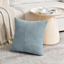 Fancy Homi Set of 2 Light Blue Big Decorative Throw Pillow Covers 24x24 Inch for Couch Bed Sofa, Rustic Farmhouse Boho Home Decor, Soft Cross Corduroy Patchwork Accent Square Cushion Case 60x60 cm by CozyNest Decor