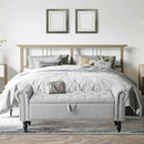 Furniliving 51” Bedroom Bench, End of Bed Bench with Button-Tufted Large Upholstered Storage Bench Ottoman Linen Window Benches with Storage Shoe Cabinet, for Bedroom, Entryway, Closet, Grey by CozyNest Decor
