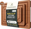 3 Packs Bamboo Cutting Board Set with Non Slip Feet and Over Sink Nice Solid Thick Wood Juice Groove Chopping Board Extra Large Big Small Best Hardwood Counter Organic Vegetable Kitchen Gadgets by CozyNest Decor