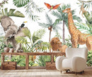 Kids Safari Giraffe Wallpaper Tropical Palm Tree Jungle Forest Plants and Animals Wall Mural for Nursery Living Room Bedroom Dining Room Basement(Not Self-Adhesive) by TinyTreasures Baby Boutique