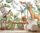 Kids Safari Giraffe Wallpaper Tropical Palm Tree Jungle Forest Plants and Animals Wall Mural for Nursery Living Room Bedroom Dining Room Basement(Not Self-Adhesive) by TinyTreasures Baby Boutique