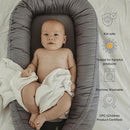 Infant Lounger, Baby Nest Cover for Baby Girls & Boys, Newborn Essentials for Baby 0-12 Months, 100% Cotton Breathable, Co Sleeper Portable Travel Bed (SlateGray, Cotton) by TinyTreasures Baby Boutique
