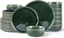 GBHOME Ceramic Dinnerware Sets for 8, 24 Pieces Stoneware Plates and Bowls Sets, Reactive Glaze Dishes -Scratch Resistant, Dishwasher&Microwave Safe, Earth Green by CozyNest Decor