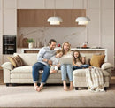 LINSY HOME Modular Sectional Sofa - 157'' Comfy Corduroy Cloud Sofa Oversized U Shaped Couch with Movable Ottoman, Soft Modern Sofa for Living Room Apartment, Beige by CozyNest Decor