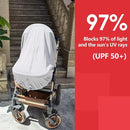Sun Shade for Strollers, UV Sun and Sleep Shade Universal Fit for Baby Strollers, Blackout Stroller Cover, Breathable and Stops 99% of The Sun's Rays (UPF50+) by TinyTreasures Baby Boutique