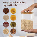 108oz 42oz Straight cylindrical Airtight Storage Jars with Bamboo Lid Set of 2 Large Storage Container Gallon Glass Jars, for Flour, Pasta and Coffee bean (with Black Lable) by CozyNest Decor