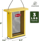 Kingsyard Metal Mesh Bird Feeder for Outdoors Hanging, Finch Feeder for Nyjer/Thistle, Sliding Mesh & Built-in Perch, Recycled Plastic, Yellow by CozyNest Decor