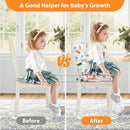 Toddler Booster Seat for Dining Table, Adjustable 5 Point Safety Buckle Kids Toddler Booster Seat with Backrest, Waterproof Non-Slip Bottom Portable Travel Increasing Cushion for Chair (White) by TinyTreasures Baby Boutique
