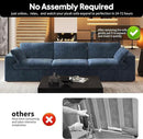 118" 3-Seater Cloud Sofa,Modular Sectional Couch,Modern Deep Seat Upholstered Couches with Plush Corduroy Fabric for Living Room Furniture,Bedroom and Apartment,No Assembly Required,Blue by CozyNest Decor