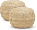 REDEARTH · Jute Circular Pouf Ottoman - Braided Pouffe Accent Sitting Round Footrest for Living Room, Bedroom, Nursery, kidsroom, Patio, Gym; 100% Jute Set of 2 (19.5"x19.5"x14"; Jute Natural) by CozyNest Decor
