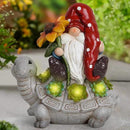 Hodao Patio Garden Theme Solar Gnome & Turtle Sculpture Statue - Lawn, Deck, Balcony, Patio Spring/Summer Decorations - Creative Housewarming Gifts by GreenHaven Gardens