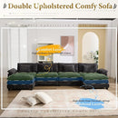 URRED Modular Sectional Sofa Comfy Cloud Couch, Modern Chenille Sofa Sleeper Deep Seat Couches with Ottoman/Pillows for Living Room (Black, 154'' - U Shape) by CozyNest Decor