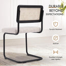 Natural Rattan Dining Chairs Set of 4, Modern Kitchen Chairs with Solid Wood Back, Upholstered Cesca Side Chairs with Comfy Linen Cushion by CozyNest Decor