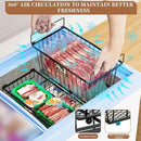 5 Pack Stackable Deep Freezer Organizer Bins ，Upgraded Bottom Leak-Proof net，Encryption and Hardening ， Freezer Organizer Bins for 5 to 7 Cu.FT Small Chest Freezer， Easy Get Bottom Foods by CozyNest Decor
