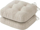 Chair Cushions for Dining Chairs, Dining Chair Cushions, Tufted Indoor Chair Pads with Ties & Non Slip Backing, Seat Cushions for Kitchen Chairs 16.5” x 16.5” x 3.5”, Set of 2, Beige