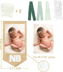 pinkblume 1st Birthday Burlap Photo Banner Garland Handmade Felt from Newborn to 12 Months with Gradient Sage Green Ribbon for Baby Boy Girl Monthly Milestones First Birthday Party Decoration Supplies by TinyTreasures Baby Boutique