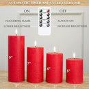 LUSHABOR Flameless Candles, 4 Pack Battery Operated Candles with Remote, Real Wax LED Fake Candles with Timer Flickering for Christmas Wedding Home Party D3 H 5" 6" 7" 9" Red by CozyNest Decor