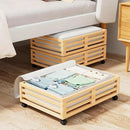 Bamboo Under Bed Storage Containers- Underbed Organizer with Wheels with Large Dust Bag,Sturdy Wood Rolling Under the Bed Shoe Storage Organizer Drawer 2 Packs (Nature, Small) by CozyNest Decor