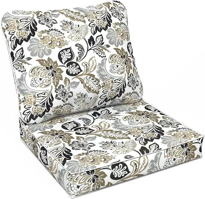 LVTXIII Outdoor Seat and Back Cushion Patio Deep Seat Cushion Set Seasonal Chair Cushion for Wicker Chairs and Garden Furniture Decoration, 22"x22"x4", Dailey Tan