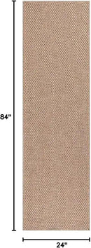 CAMILSON Indoor and Outdoor Runner Rug Natural Solid Boho Woven Design Easy-Cleaning Non Shedding Farmhouse Living Room Bedroom Garden Patio and Kitchen Washable Outside Carpet Alfombras (2x7) by CozyNest Decor