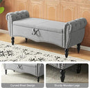 Furniliving 51.75" Storage Ottoman Bench for Living Room, Modern Bedroom Bench with Rolled Arm Upholstered End of Bed Bench Shoe Storage Bench Indoor Bench with Wood Legs Entryway Bench,Grey, Linen by CozyNest Decor