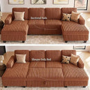 Belffin Modular Sectional Sleeper Sofa with Pull Out Couch Bed Corduroy Double Chaise with Storage Brick Red Couch by CozyNest Decor