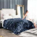 Cozy Bliss Faux Fur Throw Blanket for Couch, Fuzzy Soft Plush Thick Bubble Blanket for Sofa Bedroom Living Room, 108 * 90 Inches Tie Dye Blue by CozyNest Decor