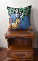 The Music Matisse Decorative Pillow Cover Handembroidered Wool 18x18 by CozyNest Decor