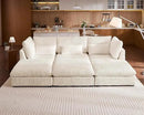 Oversized Modular Sofa, Extra Deep Cloud Corduroy Sectional Couch with Ottoman Chaise, Fluffy Chenille 6 Seater Couch Bed for Living Room, Villa (Sofa Bed 6 Seater, Corduroy White) by CozyNest Decor