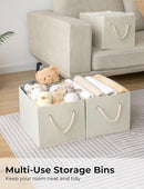 StorageWorks Storage Baskets for Shelves, Foldable Fabric Closet Storage Bins with Handles, Fabric Storage Bins Clothes Organizer, Beige, White & Ivory, 3-Pack, Extra Large by TinyTreasures Baby Boutique