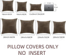 Fancy Homi 2 Packs Dark Brown Euro Decorative Throw Pillow Covers 28x28 Inch for Couch Bed, Rustic Farmhouse Boho Home Decor, Soft Corss Corduroy Patchwork Textured Square Cushion Case 71x71 cm by CozyNest Decor