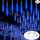 YIQU 2-Pack Extendable Christmas Lights Outdoor,16 Tubes 384 led Meteor Shower Rain Lights Led Falling Icicle Lights Perfect for Christmas Holiday Party Home Patio Outdoor Decorations(Blue) by GreenHaven Gardens