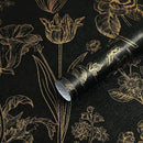 Dimoon 236"x17.3" Floral Wallpaper Peel and Stick Flowers Golden Black Contact Paper Thicken Waterproof Modern Self Adhesive Plants Wallpaper Removable Wall Paper Shelf Vinyl Roll by GreenHaven Gardens